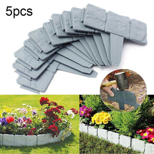 10 PCS รั้วหินเทียมสวนสวนกลางแจ้งสนามหญ้าพลาสติกแยกรั้ว PP Simple Splicable Fence
