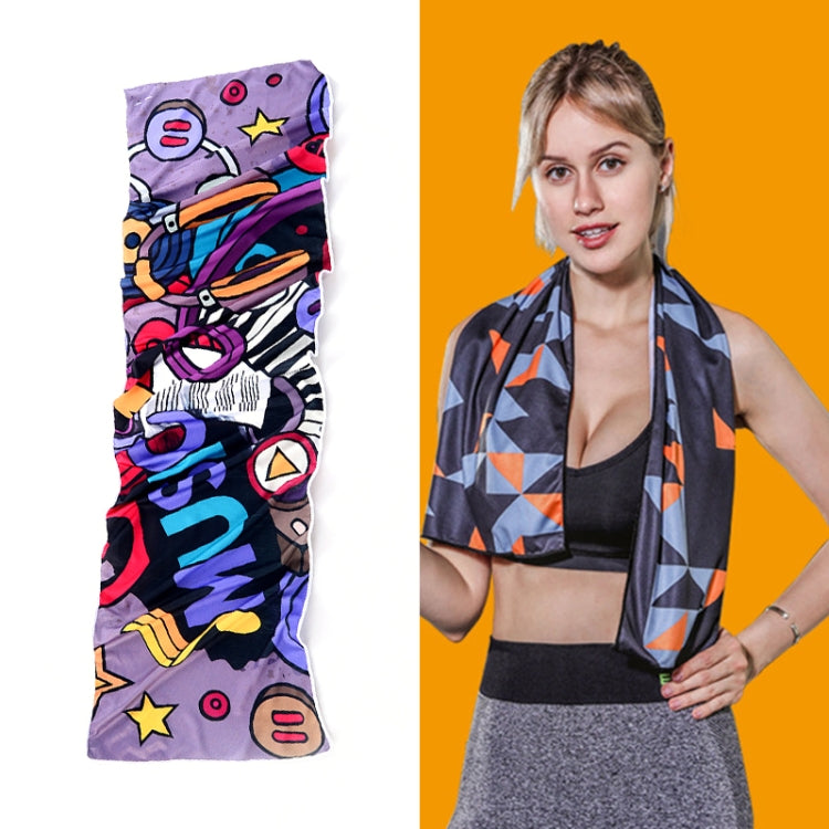 ยิมกีฬาเย็นรู้สึกเย็นดูดซับเหงื่อผ้าเย็นแห้งเร็ว, Quick-Drying Towel, Size: 100 x 30cm(Music Festival), Quick-Drying Towel, Size: 100 x 30cm(Fire), Quick-Drying Towel, Size: 100 x 30cm(Geometric Triangle), Quick-Drying Towel, Size: 100 x 30cm(Bandit)  ...