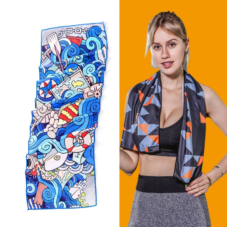 ยิมกีฬาเย็นรู้สึกเย็นดูดซับเหงื่อผ้าเย็นแห้งเร็ว, Quick-Drying Towel, Size: 100 x 30cm(Music Festival), Quick-Drying Towel, Size: 100 x 30cm(Fire), Quick-Drying Towel, Size: 100 x 30cm(Geometric Triangle), Quick-Drying Towel, Size: 100 x 30cm(Bandit)  ...