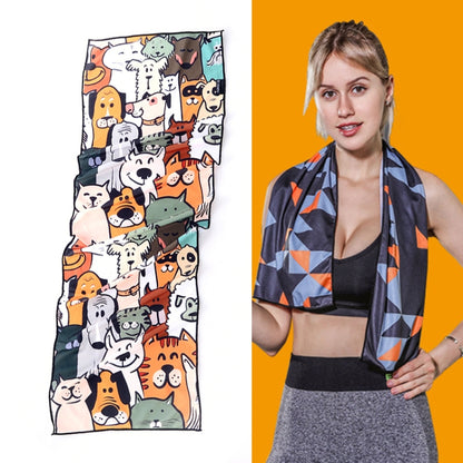 ยิมกีฬาเย็นรู้สึกเย็นดูดซับเหงื่อผ้าเย็นแห้งเร็ว, Quick-Drying Towel, Size: 100 x 30cm(Music Festival), Quick-Drying Towel, Size: 100 x 30cm(Fire), Quick-Drying Towel, Size: 100 x 30cm(Geometric Triangle), Quick-Drying Towel, Size: 100 x 30cm(Bandit)  ...