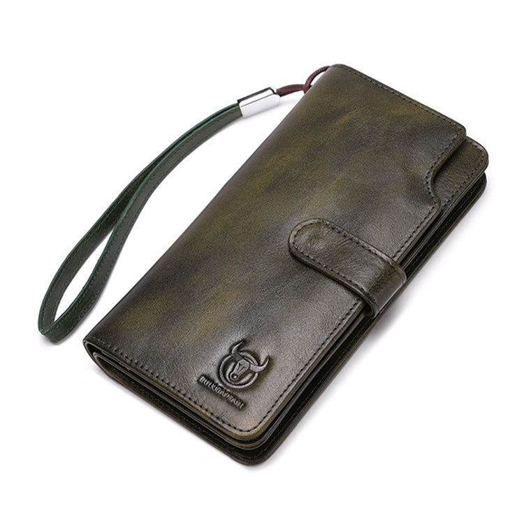 BULL CAPTAIN 028 Man Leather Long Buckle Wallet Retro Cowhide Multi-Function Wallet