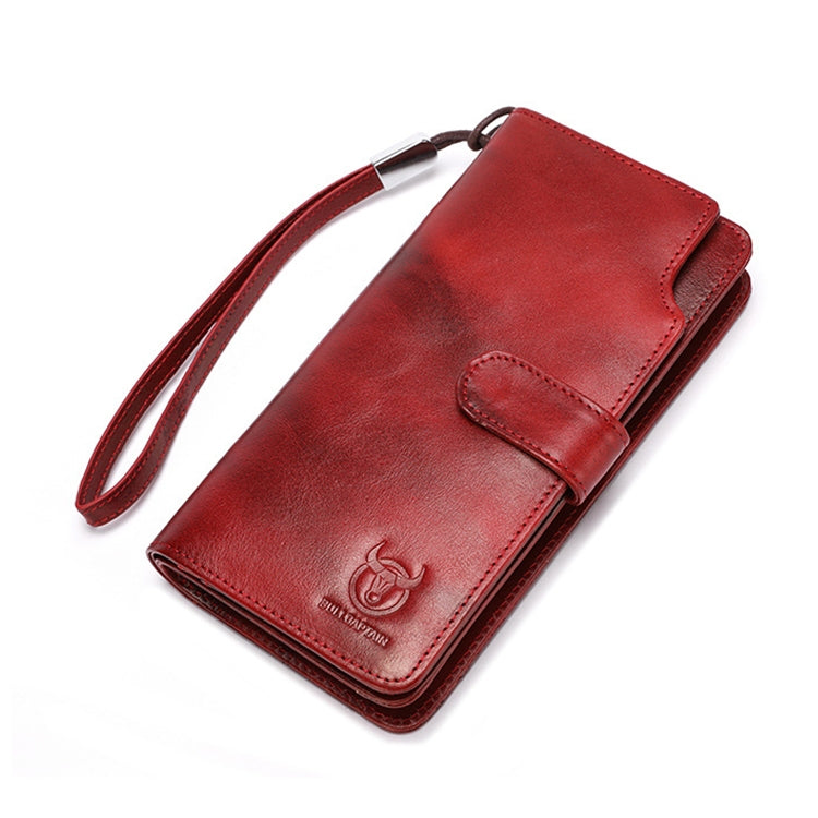BULL CAPTAIN 028 Man Leather Long Buckle Wallet Retro Cowhide Multi-Function Wallet