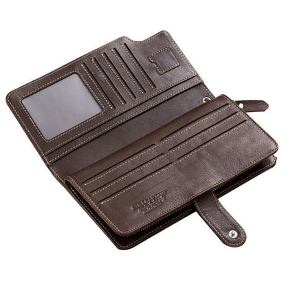 BULL CAPTAIN 028 Man Leather Long Buckle Wallet Retro Cowhide Multi-Function Wallet