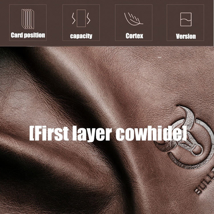 BULL CAPTAIN 028 Man Leather Long Buckle Wallet Retro Cowhide Multi-Function Wallet