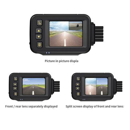 MT30 720P เครื่องบันทึกการขับขี่รถจักรยานยนต์กันน้ำหัวรถจักรเครื่องบันทึกเลนส์คู่หน้าและหลัง, MT30