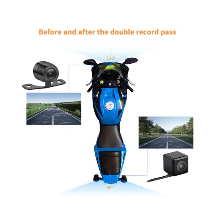 MT30 720P เครื่องบันทึกการขับขี่รถจักรยานยนต์กันน้ำหัวรถจักรเครื่องบันทึกเลนส์คู่หน้าและหลัง, MT30