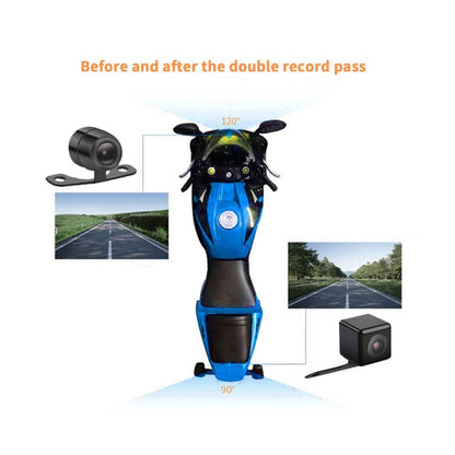 MT30 720P เครื่องบันทึกการขับขี่รถจักรยานยนต์กันน้ำหัวรถจักรเครื่องบันทึกเลนส์คู่หน้าและหลัง, MT30
