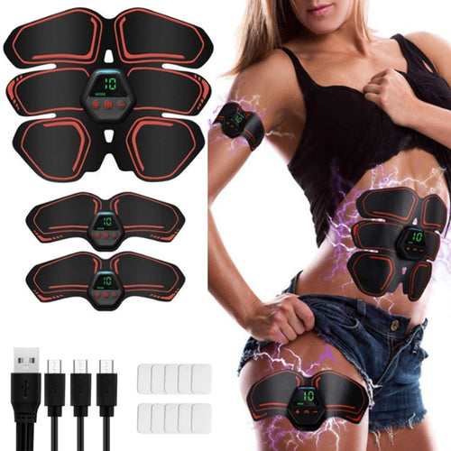 EMS Portable Abdomen Device สติ๊กเกอร์กล้ามเนื้อท้องไฟฟ้าพร้อมจอแสดงผล LCD, EMS Muscle Stickers (Orange Red), EMS Muscle Stickers (Blue Line), EMS Muscle Stickers (Blue Point), EMS Muscle Stickers (Pink)