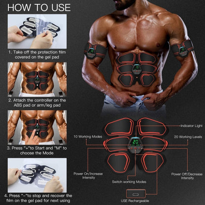 EMS Portable Abdomen Device สติ๊กเกอร์กล้ามเนื้อท้องไฟฟ้าพร้อมจอแสดงผล LCD, EMS Muscle Stickers (Orange Red), EMS Muscle Stickers (Blue Line), EMS Muscle Stickers (Blue Point), EMS Muscle Stickers (Pink)