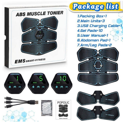 EMS Portable Abdomen Device สติ๊กเกอร์กล้ามเนื้อท้องไฟฟ้าพร้อมจอแสดงผล LCD, EMS Muscle Stickers (Orange Red), EMS Muscle Stickers (Blue Line), EMS Muscle Stickers (Blue Point), EMS Muscle Stickers (Pink)
