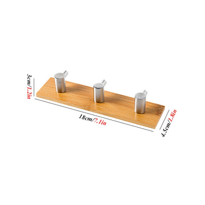 สแตนเลสไม้ไผ่ไม้สามแถวตะขอตะขอติดประตูห้องครัวห้องน้ำ, Door Sticky Three Hook