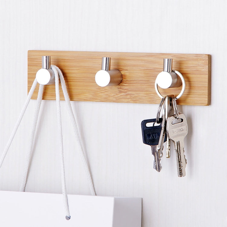 สแตนเลสไม้ไผ่ไม้สามแถวตะขอตะขอติดประตูห้องครัวห้องน้ำ, Door Sticky Three Hook