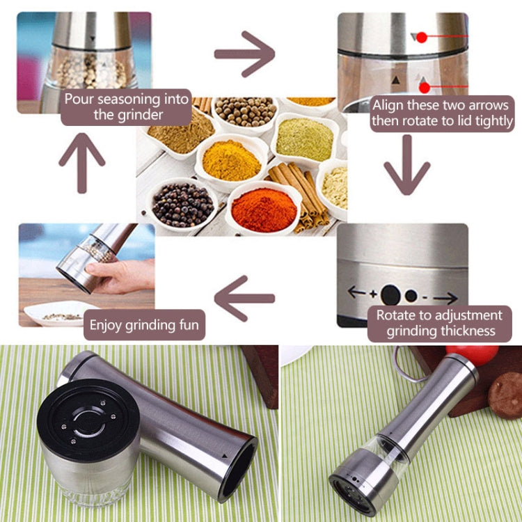 JE0318 2 PCS Stainless Steel Manual Multi-Purpose Pepper Grinder Kitchen Cooking Tools, JE0318