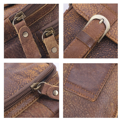 6371 Men Mobile Phone Belt Bag Multifunctional Retro Satchel Waist Bag