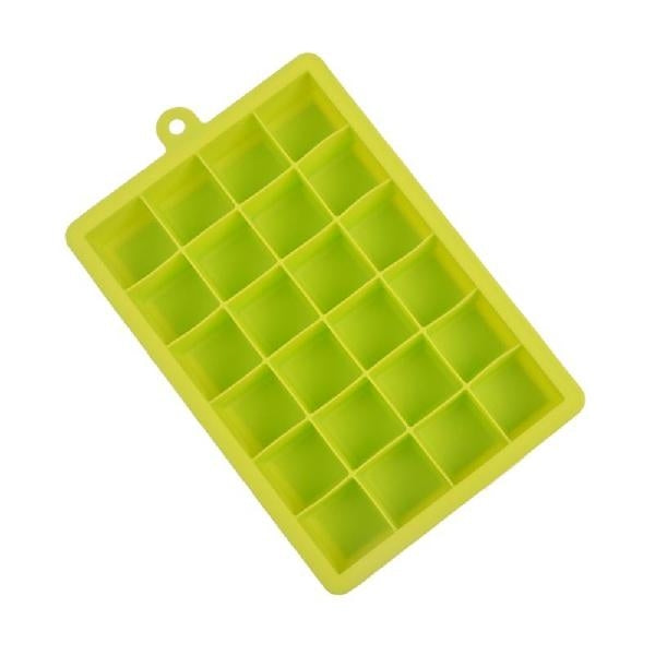 24 กริดซิลิโคน ICE CUBE ถาดแม่พิมพ์สแควร์รูปร่าง ICE CUBE Maker ผลไม้ Popsicle ไอศกรีมแม่พิมพ์, 24-Grid(Grass green), 24-Grid(Rose red)
