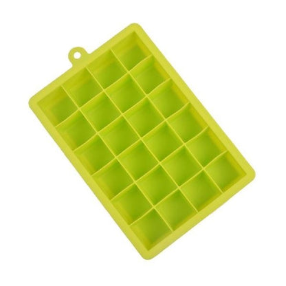 24 กริดซิลิโคน ICE CUBE ถาดแม่พิมพ์สแควร์รูปร่าง ICE CUBE Maker ผลไม้ Popsicle ไอศกรีมแม่พิมพ์, 24-Grid(Grass green), 24-Grid(Rose red)
