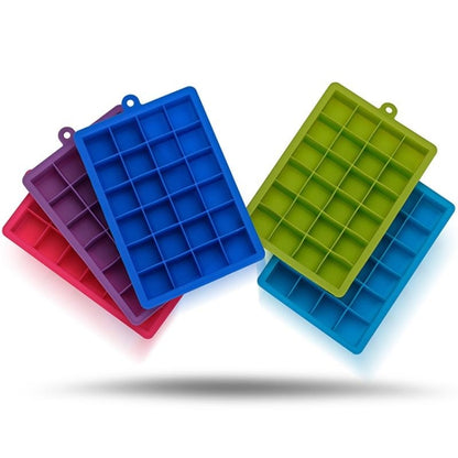 24 กริดซิลิโคน ICE CUBE ถาดแม่พิมพ์สแควร์รูปร่าง ICE CUBE Maker ผลไม้ Popsicle ไอศกรีมแม่พิมพ์, 24-Grid(Grass green), 24-Grid(Rose red)