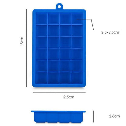 24 กริดซิลิโคน ICE CUBE ถาดแม่พิมพ์สแควร์รูปร่าง ICE CUBE Maker ผลไม้ Popsicle ไอศกรีมแม่พิมพ์, 24-Grid(Grass green), 24-Grid(Rose red)