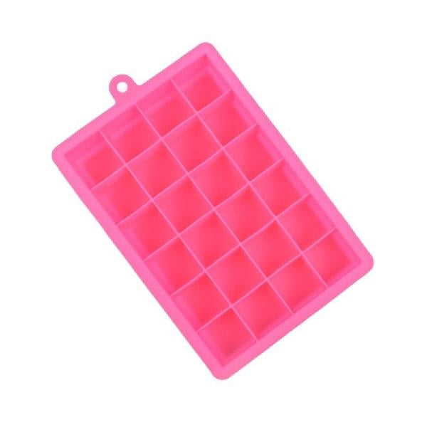 24 กริดซิลิโคน ICE CUBE ถาดแม่พิมพ์สแควร์รูปร่าง ICE CUBE Maker ผลไม้ Popsicle ไอศกรีมแม่พิมพ์, 24-Grid(Grass green), 24-Grid(Rose red)