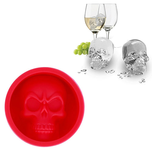 ห้องครัวกล่องน้ำแข็งซิลิโคนเกรดอาหาร Skull ICE Lattice Creative วิสกี้ ICE Ball ICE Mould, Cat Paw Shape(Red), Skull Shape(Blue), Skull ShapeGreen), Skull Shape(Orange)