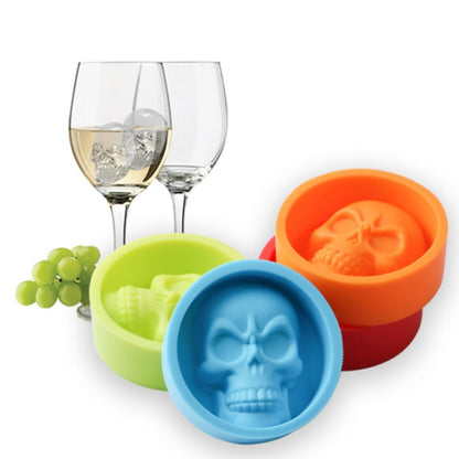 ห้องครัวกล่องน้ำแข็งซิลิโคนเกรดอาหาร Skull ICE Lattice Creative วิสกี้ ICE Ball ICE Mould, Cat Paw Shape(Red), Skull Shape(Blue), Skull ShapeGreen), Skull Shape(Orange)
