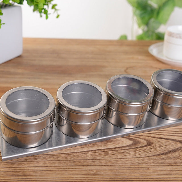 ชุดขวดใส่น้ำซอสปรุงรสครัวแม่เหล็กสแตนเลส, Stainless Steel Seasoning Cruet Set