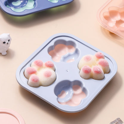 ครัวเรือน Cat PAW รูปร่างซิลิโคนกล่องน้ำแข็ง ICE CUBE แม่พิมพ์ ICE Hockey DIY กล่องอาหารเสริมพร้อมฝาปิด, Cat Paw Shape(Lilac Purple), Cat Paw Shape(Shrimp Red), Cat Paw Shape(Vegetation Green), Cat Paw Shape(Blue Green), Cat Paw Shape(Pink Purple)