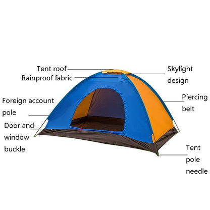 T015 Outdoor Camping เต็นท์ชั้นเดียวแคมป์ปิ้งเต็นท์ทัวร์ชายหาด, การจัดส่งสีแบบสุ่ม, For 2 People, 3-4 People
