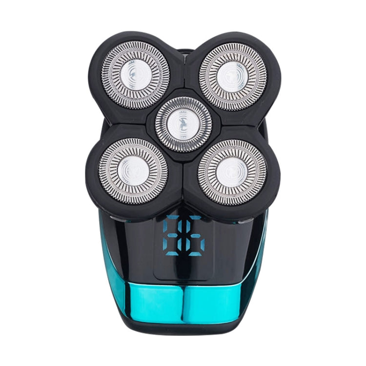 เครื่องโกนหนวดไฟฟ้ามีดโกนแบบชาร์จจอแสดงผลดิจิตอลอัจฉริยะ Clipper ผมหัวล้าน สไตล์:, Blue, With Nasal Hair Apparatus, Nasal Hair Apparatus&Washing Face Brush, Blue + Full Set