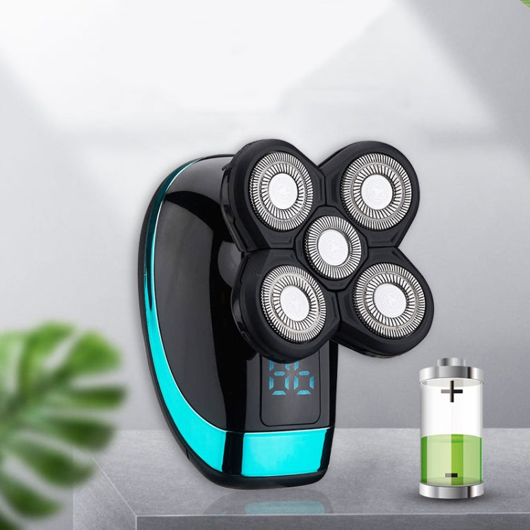 เครื่องโกนหนวดไฟฟ้ามีดโกนแบบชาร์จจอแสดงผลดิจิตอลอัจฉริยะ Clipper ผมหัวล้าน สไตล์:, Blue, With Nasal Hair Apparatus, Nasal Hair Apparatus&Washing Face Brush, Blue + Full Set