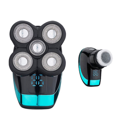 เครื่องโกนหนวดไฟฟ้ามีดโกนแบบชาร์จจอแสดงผลดิจิตอลอัจฉริยะ Clipper ผมหัวล้าน สไตล์:, Blue, With Nasal Hair Apparatus, Nasal Hair Apparatus&Washing Face Brush, Blue + Full Set