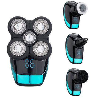 เครื่องโกนหนวดไฟฟ้ามีดโกนแบบชาร์จจอแสดงผลดิจิตอลอัจฉริยะ Clipper ผมหัวล้าน สไตล์:, Blue, With Nasal Hair Apparatus, Nasal Hair Apparatus&Washing Face Brush, Blue + Full Set