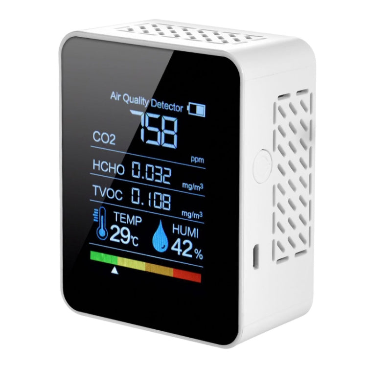 แบบพกพา CO2 Air คุณภาพฟอร์มาลดีไฮด์คาร์บอนไดออกไซด์เครื่องตรวจจับความชื้นในร่มพร้อมจอแสดงผล LED Digital, 5 in 1 Semiconductor