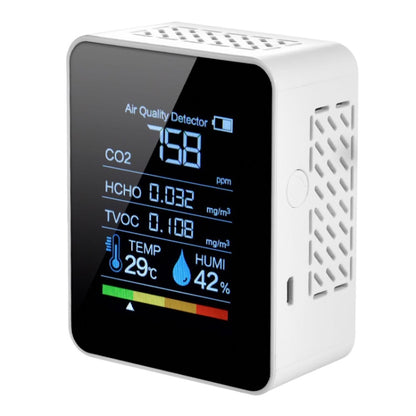 แบบพกพา CO2 Air คุณภาพฟอร์มาลดีไฮด์คาร์บอนไดออกไซด์เครื่องตรวจจับความชื้นในร่มพร้อมจอแสดงผล LED Digital, 5 in 1 Semiconductor
