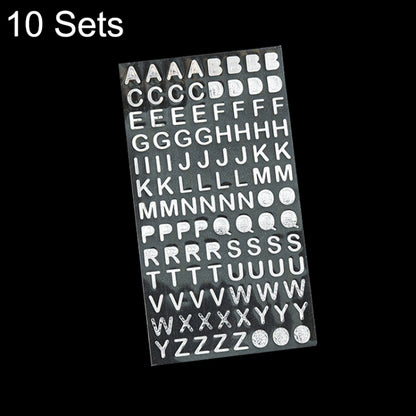 10 ชุดบัญชีมือสติกเกอร์ตัวอักษรและตัวเลข Diary Plan ชุดสติกเกอร์ DIY, Bronze Physical Letter, Bronze Cartoon Letter, Bronze Number, Hot Silver Physical Letter, Hot Silver Cartoon Letter, Hot Silver Number