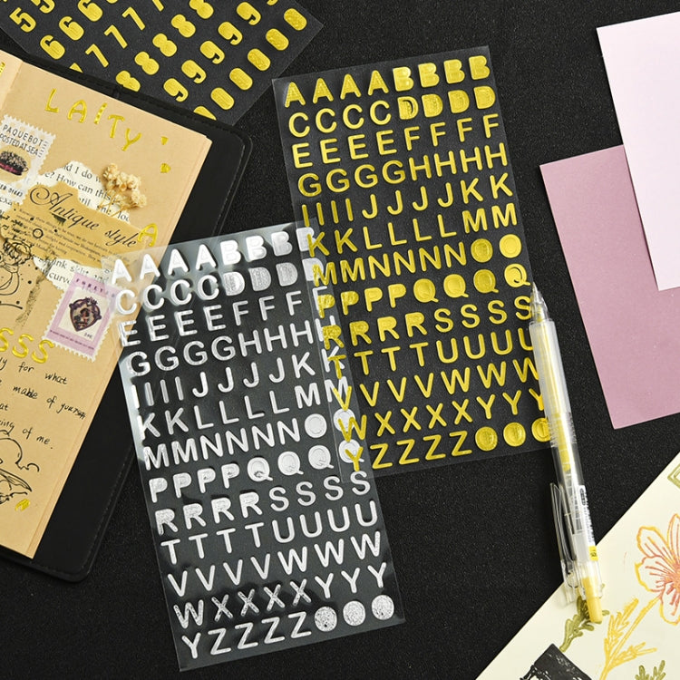 10 ชุดบัญชีมือสติกเกอร์ตัวอักษรและตัวเลข Diary Plan ชุดสติกเกอร์ DIY, Bronze Physical Letter, Bronze Cartoon Letter, Bronze Number, Hot Silver Physical Letter, Hot Silver Cartoon Letter, Hot Silver Number