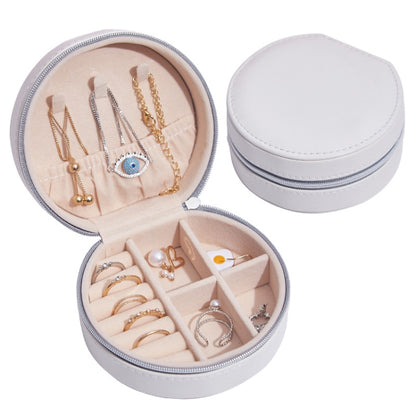SH789-12 กล่องเก็บเครื่องประดับหนัง PU แบบเรียบง่าย, White, Light Pink, Champagne Gold