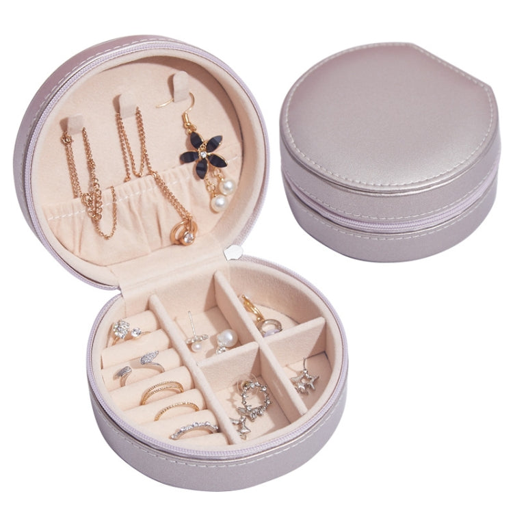 SH789-12 กล่องเก็บเครื่องประดับหนัง PU แบบเรียบง่าย, White, Light Pink, Champagne Gold