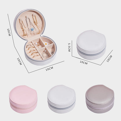 SH789-12 กล่องเก็บเครื่องประดับหนัง PU แบบเรียบง่าย, White, Light Pink, Champagne Gold
