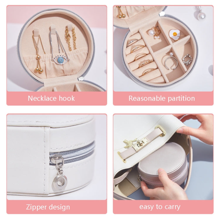 SH789-12 กล่องเก็บเครื่องประดับหนัง PU แบบเรียบง่าย, White, Light Pink, Champagne Gold