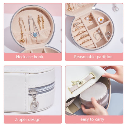 SH789-12 กล่องเก็บเครื่องประดับหนัง PU แบบเรียบง่าย, White, Light Pink, Champagne Gold