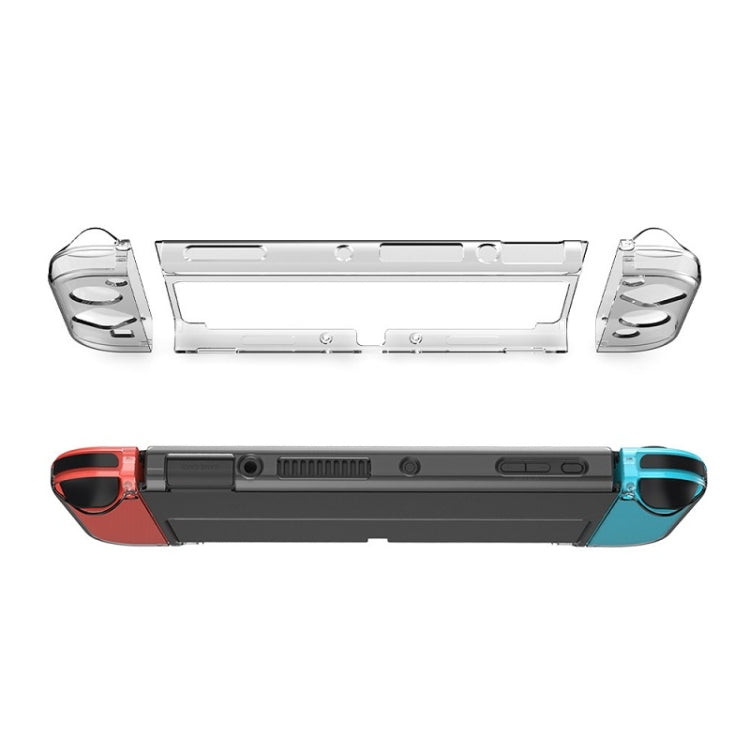 DOBE TNS-1133B ชุดป้องกันโฮสต์ + ที่จับซ้ายและขวา Crystal Anti-Fall Protection Cover สำหรับสวิตช์ OLED, TNS-1133B(Transparent Color)