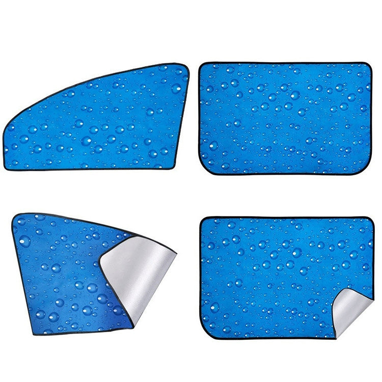 4 PCS R-2938 Single-Layer Sun Protection Magnetic Car Curtain Vehicle Water Drop Sunshade, Blue Right, Blue Left