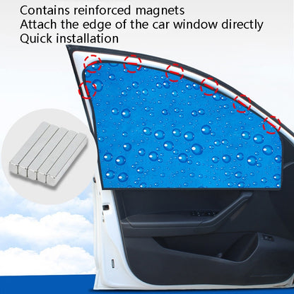 4 PCS R-2938 Single-Layer Sun Protection Magnetic Car Curtain Vehicle Water Drop Sunshade, Blue Right, Blue Left