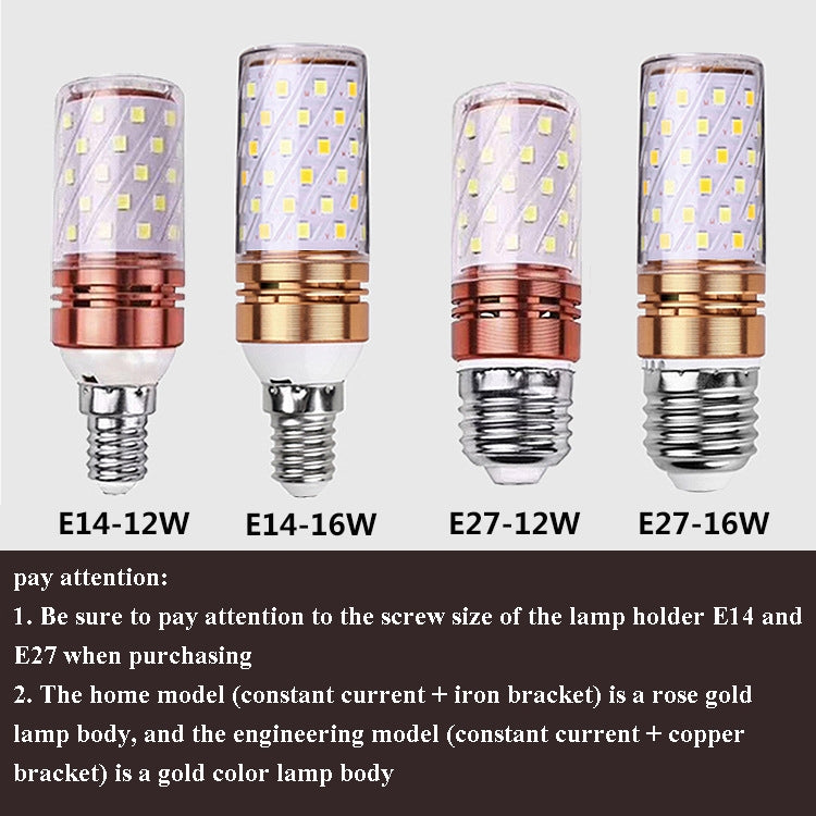 3 PCS No Flicker Corn Light Candle Bulb Screw Bulb, 12W-E14  Warm Light  Home Style, 12W-E14  Three-color Light Home Style, 12W-E14  Neutral Light Home Style, 12W-E14  Warm Light Engineering, 12W-E14  Three-color Light Engineering                      ...