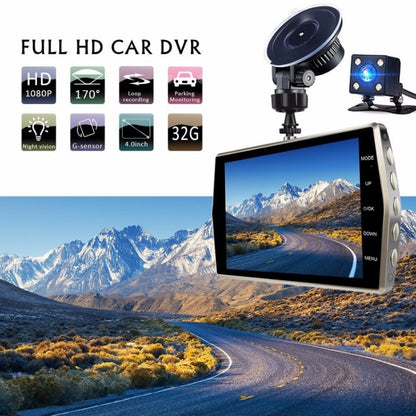 4-Inch HD 1080P Dual-Lens Night Vision Front and Rear Video Driving Recorder, 1080P