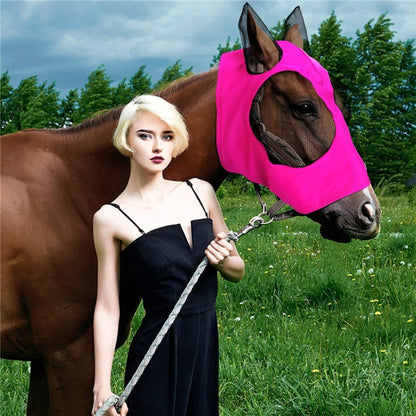 MMZ-001 หน้ากากม้าระบายอากาศยุงแมลงและอุปกรณ์ขี่ม้าหน้ากากบิน, Horse Mask (Purple), Horse Mask (Rose Red), Horse Mask (Grey), Horse Mask (Black)