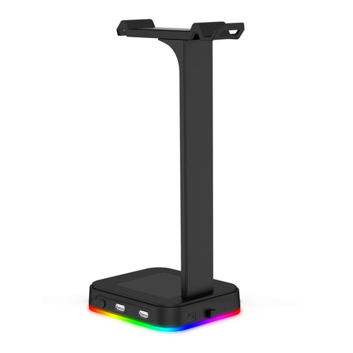 RGBD9 ขาตั้งชุดหูฟัง RGB แท่นวางชุดหูฟังสำหรับเล่นเกมเปลี่ยนสีได้ แท่นวางชุดหูฟังสำหรับเล่นเกมพร้อมพอร์ต USB คู่, RGBD9