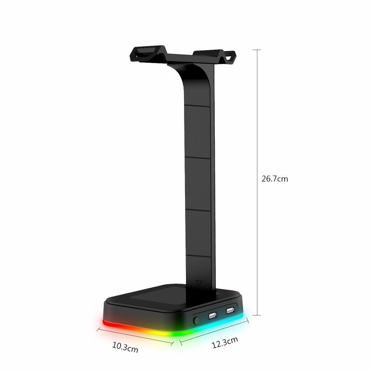 RGBD9 ขาตั้งชุดหูฟัง RGB แท่นวางชุดหูฟังสำหรับเล่นเกมเปลี่ยนสีได้ แท่นวางชุดหูฟังสำหรับเล่นเกมพร้อมพอร์ต USB คู่, RGBD9