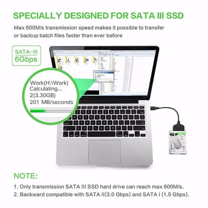 USB ขนาด 2.5 นิ้วเป็น SATA ฮาร์ดไดรฟ์ถ่ายโอน SSD ฮาร์ดดิสก์เล่นสายเคเบิลข้อมูลคลาวด์สำหรับผู้โดยสาร, USB To SATA